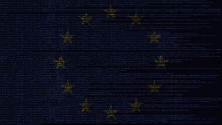 Source code and flag. Programming or digital technology related background