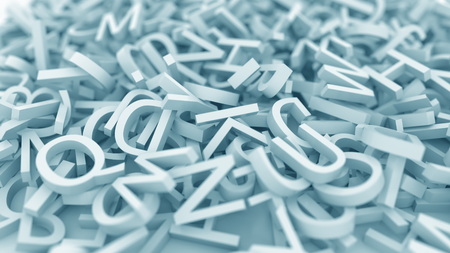 Pile of letters conceptual 3Dの写真素材