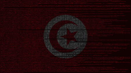Source code and flag. Programming or digital technology related background