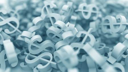 Pile of blue dollar signs 3D