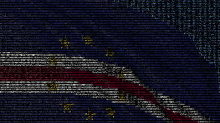 Waving flag of Cape Verde made of text symbols on a computer screen. Conceptual 3D renderingの写真素材
