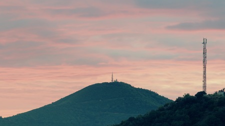 Telecommunication towers on mountains in Montenegroの写真素材
