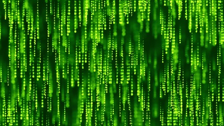 Green computer code on the screen. 3D rendering