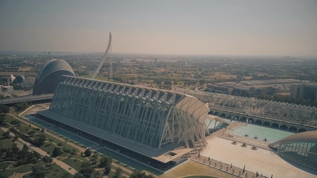 VALENCIA, SPAIN - SEPTEMBER 22, 2018. Aerial view of City of Arts and Sciences, a major Spanish landmarkのeditorial素材