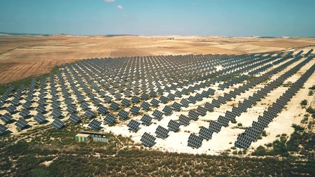Aerial view of solar panels generating electricity. Andalusia, Spainの写真素材