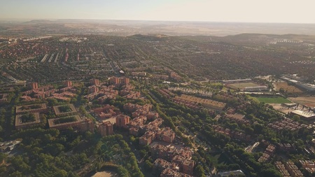 Aerial view of Rivas-Vaciamadrid, a city in the Community of Madrid, Spainの写真素材