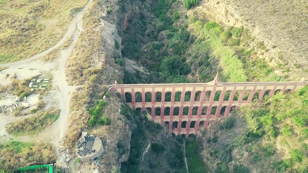 NERJA, SPAIN - SEPTEMBER 26, 2018. Aerial shot of Acueducto del Aguila or Eagle Aqueductのeditorial素材