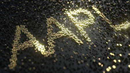 Apple Inc AAPL stock ticker made of gold numbers, conceptual editorial 3D renderingのeditorial素材