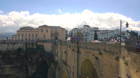 RONDA, SPAIN - SEPTEMBER 26, 2018. Famous Puente Nuevo bridge over the canyonのeditorial素材