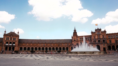 Famous Plaza de Espana complex in Seville, Spainの写真素材