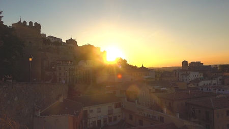 TOLEDO, SPAIN - SEPTEMBER 29, 2018. Old town roofs in the eveningのeditorial素材