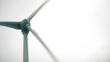 Spinning wind generator, low angle close-up shotの写真素材