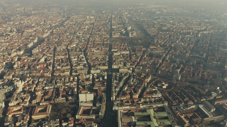 High altitude aerial shot of city of Milan. Lombardy, Italyの写真素材