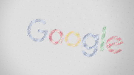 Google logo being made with many numbers. Digital business conceptual editorial 3D renderingのeditorial素材