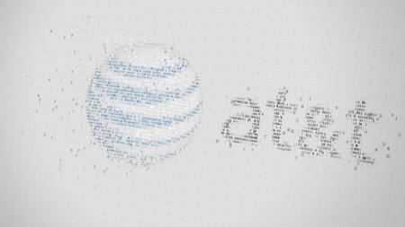 AT&T Inc. logo being made with many numbers. Digital business conceptual editorial 3D renderingのeditorial素材