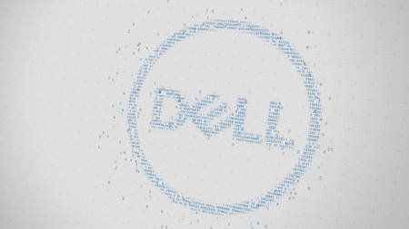Dell logo being made with many numbers. Digital business conceptual editorial 3D renderingのeditorial素材