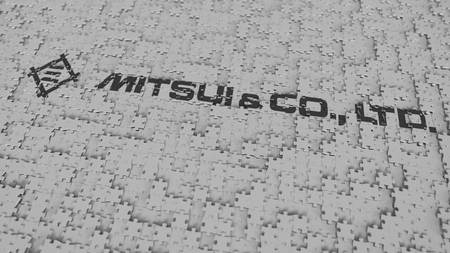 Logo of MITSUI being made with puzzle pieces, editorial 3D renderingのeditorial素材