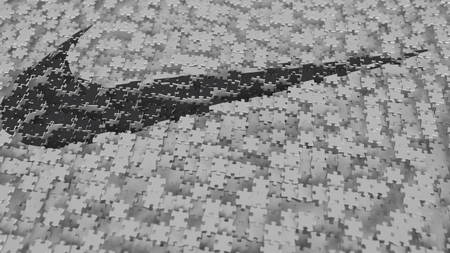 NIKE logo composing with puzzle pieces, editorial 3D renderingのeditorial素材