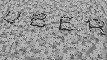 Logo of UBER being made with puzzle pieces, editorial 3D renderingのeditorial素材