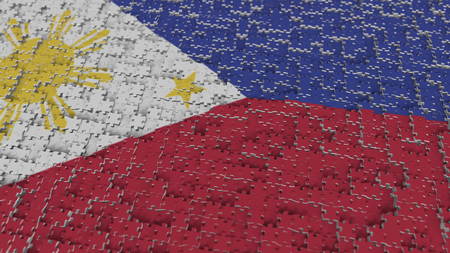 Flag of Philippines being made with jigsaw puzzle pieces. Problem solution conceptual 3D rendering