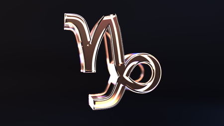 Glass Capricorn Zodiac sign, 3D renderingの写真素材