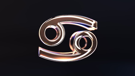 Glass Cancer Zodiac sign, 3D renderingの写真素材