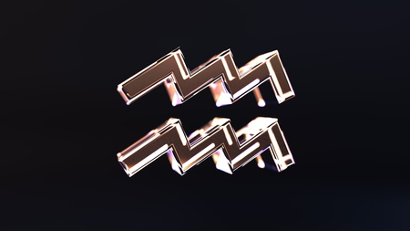 Glass Aquarius Zodiac sign, 3D renderingの写真素材