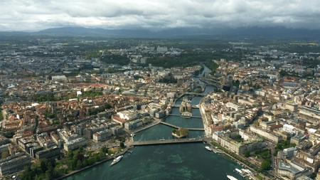 Aerial shot of Geneva, Switzerlandの写真素材