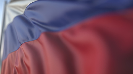 Waving flag of Russia, shallow focus close-up. Realistic 3D renderingの写真素材