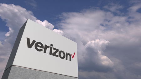 VERIZON logo against sky background, editorial 3D renderingのeditorial素材