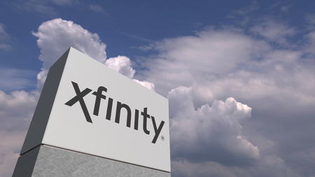 XFINITY logo against sky background, editorial 3D renderingのeditorial素材