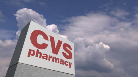 CVS PHARMACY logo against sky background, editorial 3D renderingのeditorial素材