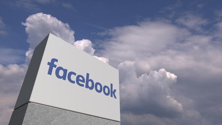 FACEBOOK logo on sky background, editorial 3D renderingのeditorial素材
