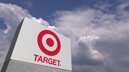 TARGET logo against sky background, editorial 3D renderingのeditorial素材
