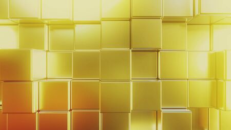 Golden square tiles. Abstract 3D renderingの写真素材