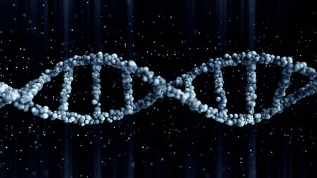 Blue DNA molecule model, blank space for custom content. 3D renderingの写真素材