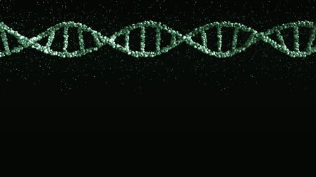 Green DNA molecule model, blank space for custom content. 3D renderingの写真素材