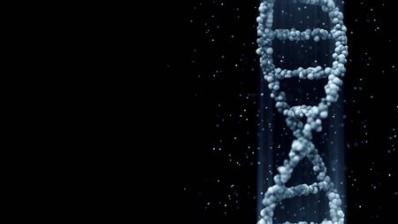 Blue DNA molecule model, 3D renderingの写真素材