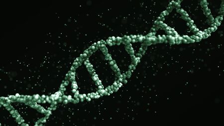 Green DNA molecule model. 3D renderingの写真素材