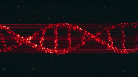 Red DNA molecule model, 3D renderingの写真素材
