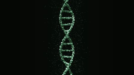 Conceptual 3D rendering of green DNA molecule modelの写真素材