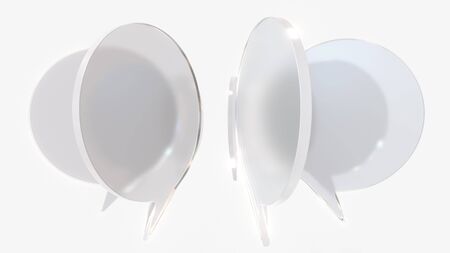 Frosted glass word balloons. Communication related 3D renderingの写真素材