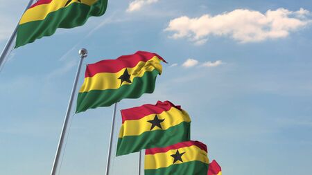 National flags of Ghana. 3D renderingの写真素材