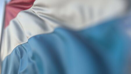 Waving flag of Luxembourg, shallow focus close-up. Realistic 3D rendering