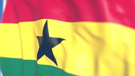 Flying national flag of Ghana close-up, 3D renderingの写真素材