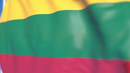 Waving national flag of Lithuania close-up, 3D renderingの写真素材
