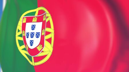 Waving national flag of Portugal close-up, 3D renderingの写真素材
