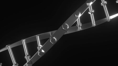 DNA molecule model made of bolts and nuts. 3D renderingの写真素材