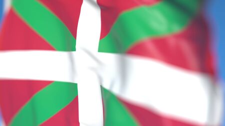 Waving flag of Basque Country, an autonomous community in Spain. Close-up, 3D renderingの写真素材