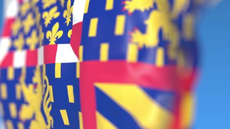 Waving flag of Bourgogne-Franche-Comte, a region of France. Close-up, 3D renderingの写真素材
